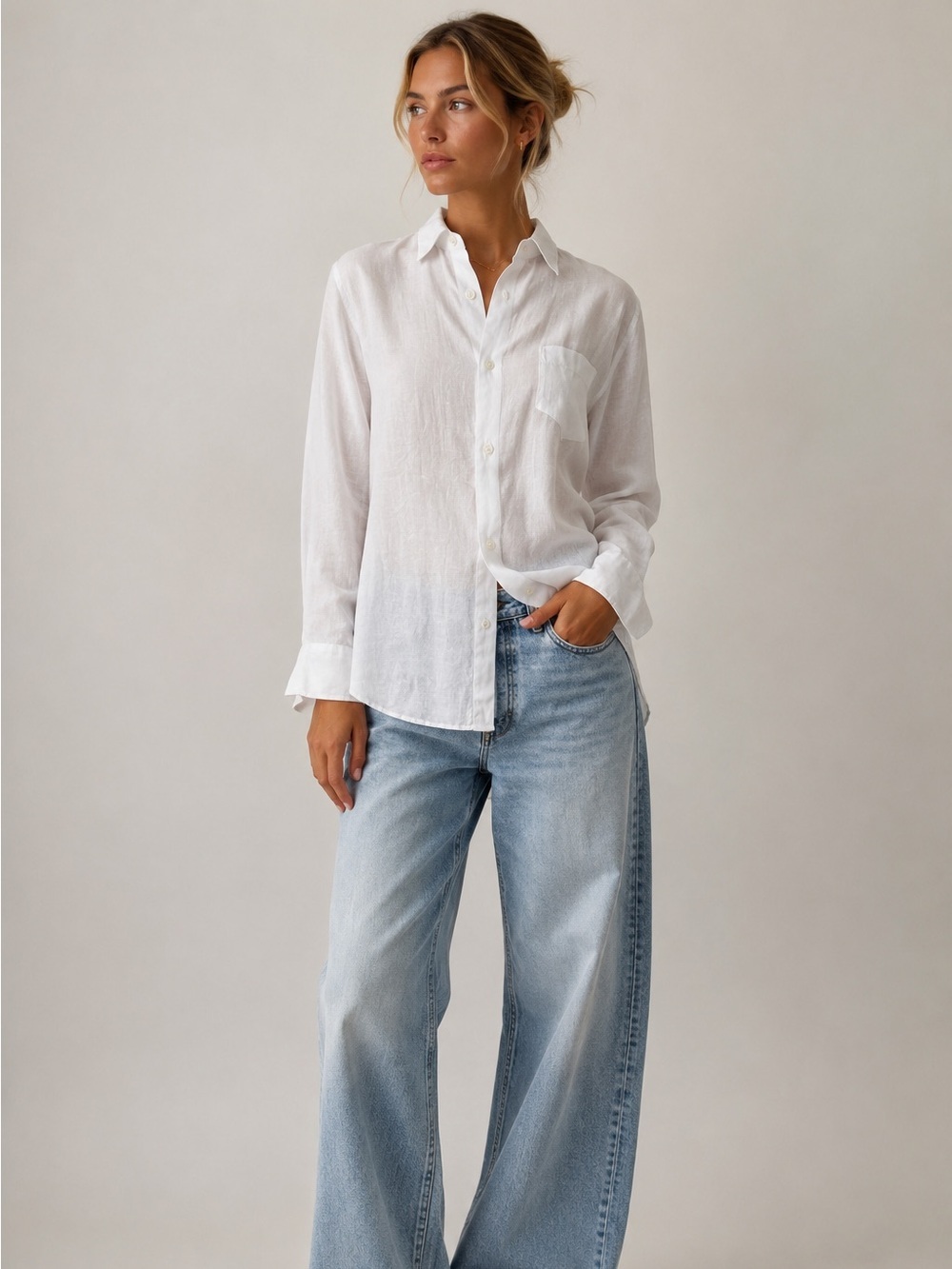 Junya Watanabe Linen Button Down Shirt Medium White Minimal Coastal Luxe Chic